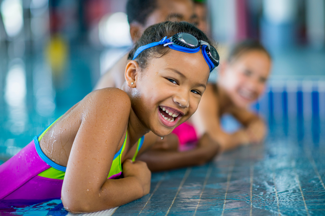 Kids at indoor pool